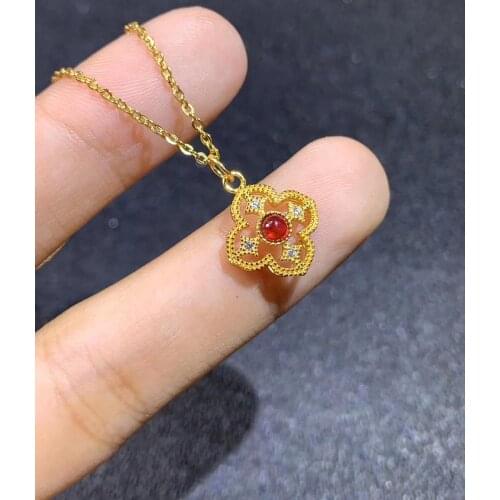 Best Gift Natural and Real Ruby Necklace Pendant 925 sterling silver Fine jewelry Natural And Real Ruby Necklace