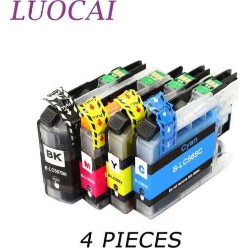 LuoCai 4 pieces LC567 LC565 LC567XLBK LC565XL Compatible ink cartridges For brother MFC- J2310 J2510 J3520 J3720 printers