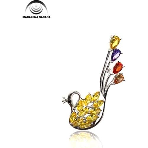 MADALENA SARARA AAAA Zircon Crystal Inlaid Pearl Brooch Gol Plated Copper Bird Style Fine Brooch Pin For Women Jewelry