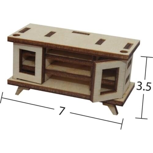 MN60 Miniature Tv Unit, Dyeable Raw Wood Miniature