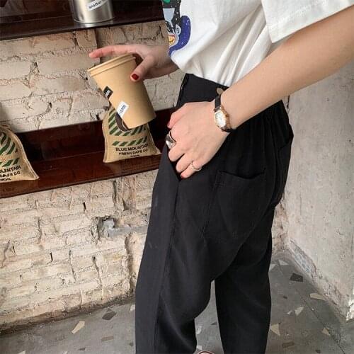 A266-Summer trendy one button skinny pants wide leg pants