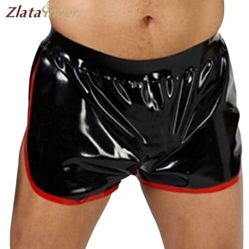 Men 's Latex Rubber Shorts Sexy Boxer Short Pants LPM084