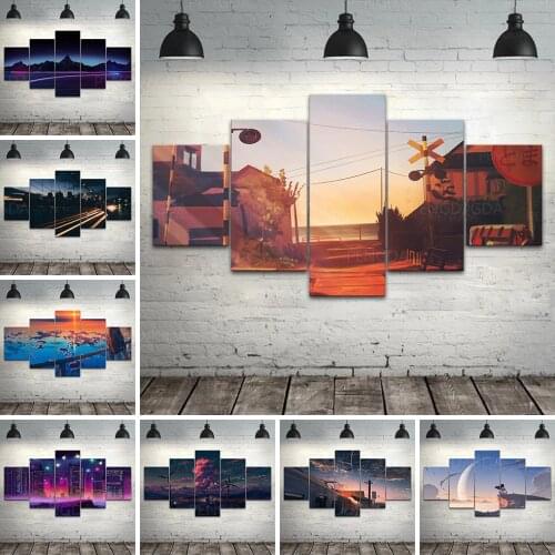 Wall Art Home Decor Road Building Hd Print Modular Picture Posters Canvas Landscape Painting For Bedroom Artwork No Framework
