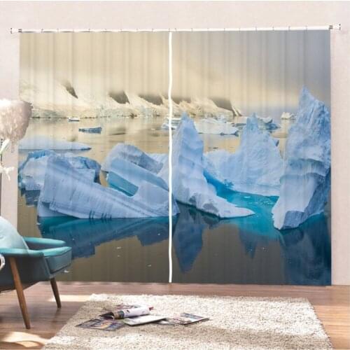 Natural Snowflake Curtains Beautiful Glacier Landscape Window Curtains 3D Print Scenery Window Drapes Home Window Treatments