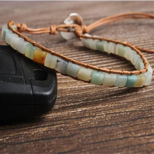 LanLi natural Jewelry 4x4mm square multicolor Amazon bracelet men and women Giving presents and self use