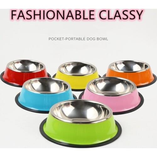 Non-slip Cat Bowls Stainless Steel Pet Food Bowl Pet Feeding Supplies Thicken Anti-fall Dog Bowl Cat Feeding & Watering Supplies