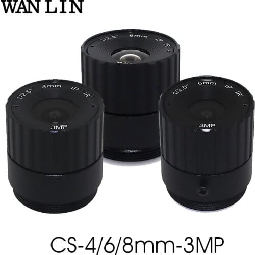 3MP 4/6/8mm CS Mount Lens 1/2.5"inch Format Aperture F1.4 HD CCTV IR Security For IP AHD HDCVI SDI Cameras