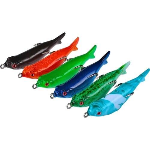 1Pc 10cm Floating Topwater Soft Swimbait 14g fishing lure Double Hook Artificial Snakehead bait