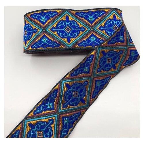 4yards embroidery ethnic jacquard webbing woven tape lace ribbon trim 5cm tribal boho DIY garment bag gift accessories native