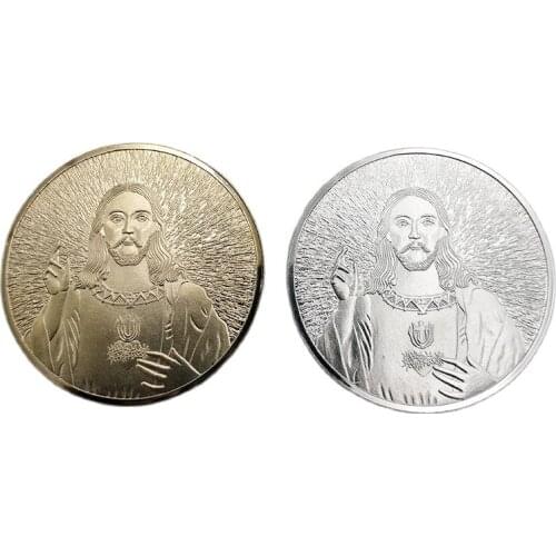 Jesus Christ silver-plated Commemorative Coin art Collectible lucky Coin myth Coin God Gift European Decoration Gift Coin