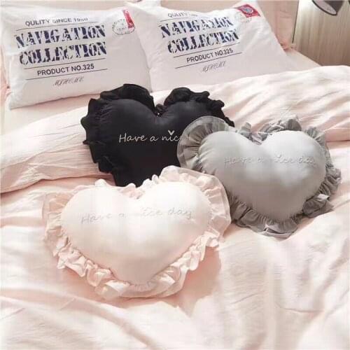 Dropshipping New Korean Style Cotton Love Pillow Core Embroidered Lace Side Pillow Embroidery Pillow Core Embroidery Cushion