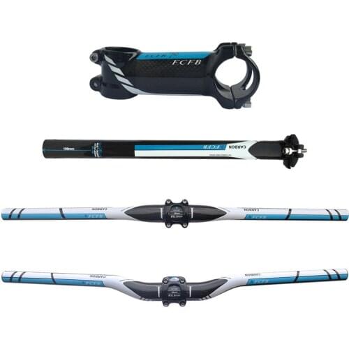 Specials! FCFB FW blue carbon fibre mountain bike carbon handlebar set = Stem seatpost handlebar seat free shipping