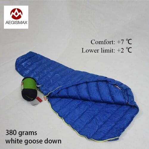 Free shipping Aegismax M2 180*78CM outdoor mummy white Goose down camping spring and autumn sleeping bag