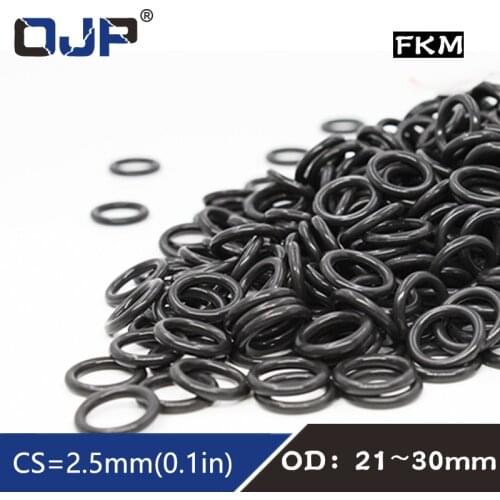 5PCS/lot Fluorine rubber Ring Black FKM O ring Seal OD21/22/23/24/25/26/27/28/29/30*2.5mm Rubber Seal Oil Ring Fuel Gaskets