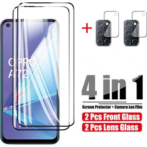 4 In 1 Screen Protector for Oppo A72 2020 Camera Lens Protective Glass for Oppo a 72 5g Oppoa72 Tempered Glass Full Cover Film