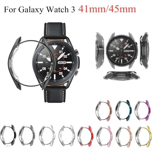TPU Protective Case for Samsung Galaxy Watch 3 45mm 41mm Cover Full Screen Protector Shell Plating Case for Galaxy Watch 3