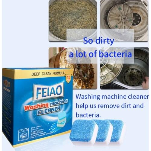 12 Pcs/Pack Washing Machine Deep Cleaner Washer Cleaning Detergent Effervescent Tablet Descaler Remover Bacteria And Dirt