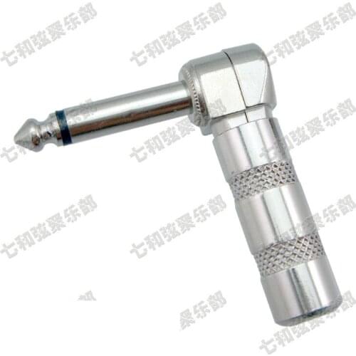 2 Pcs 6.35 mm 1/4 inch Mono Male Plug Right Angle 90 Microphone Audio Guitar Bass Cable Connector plug