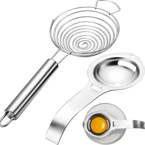 2 Pcs Stainless Steel Egg White Separator Egg Sieve,Long Handle Egg Divider Egg Yolk Filter,Kitchen Gadget Cooking Tool