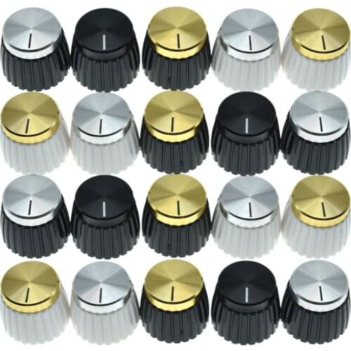 20/50 pcs AMP Push on Knobs Amplifier Knobs Black+Silver Cap for Marshall Amplifier Guitar Accessories