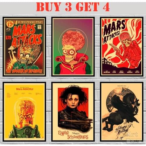 41 Designs Tim Burton Movie Kraft paper Poster HomeDecal Painting Wall Sticker A3 1 42X30cm