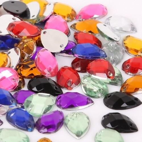 8x13mm Teardrop Multicolor Glass Sew On Rhinestones Droplet Sew On Claw Rhinestone Sewing Crystals For Wedding Dresses Decor
