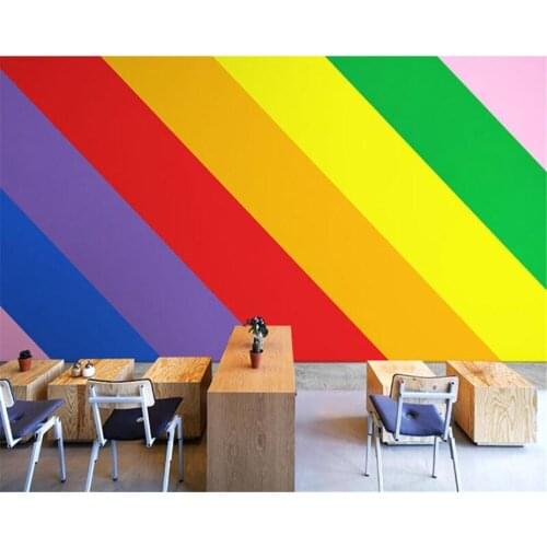 Beibehang Customized modern striped rainbow background childrens princess room bedroom cartoon tooling wallpaper papier peint