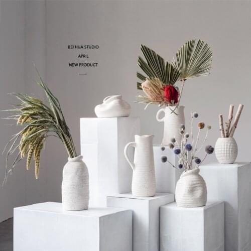 2021 Ins white ceramic vase, dry flower, flower inserting device, Japanese Zen decoration, simple and modern living room