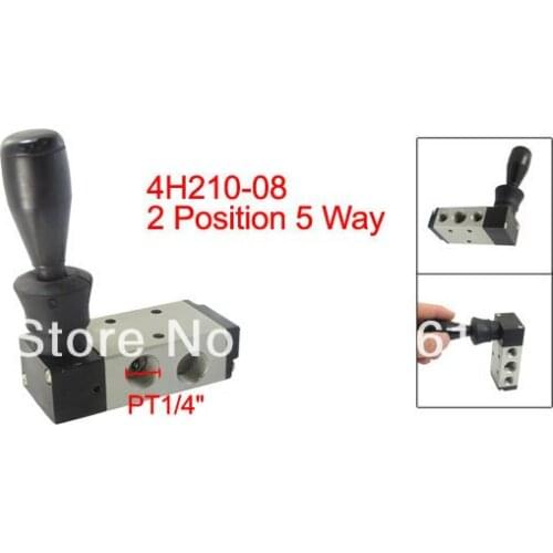 Free Shipping 1PC 5 Way 2 Position 1/4" BSPT Hand Lever Operated Pneumatic Valve 4H210-08