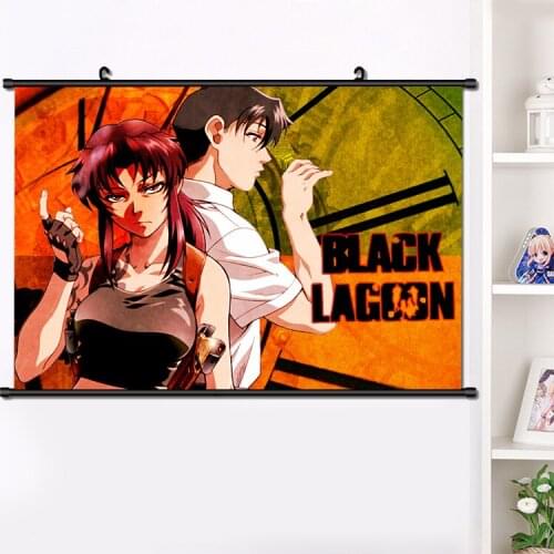 Anime BLACK LAGOON Revy Rock Dutch Benny Balalaika Roberta Wall Scroll Mural Poster Wall Hanging Poster Home Decor Gift 40×60cm