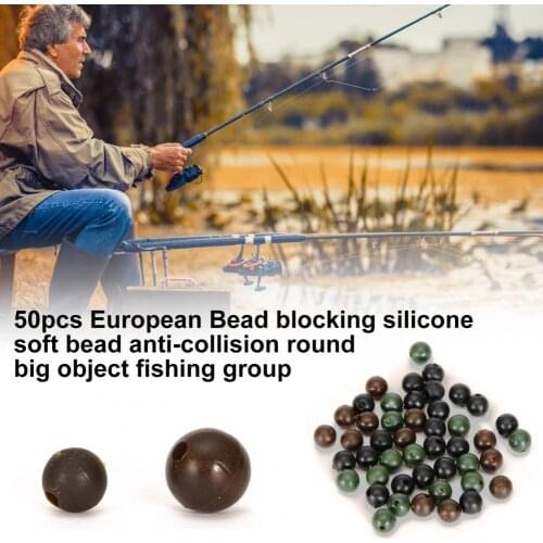 50Pcs European Style Retaining Bead Anti-collision Round Fishing Beads Space Bean Line Set Freshwater Fishing Accessories