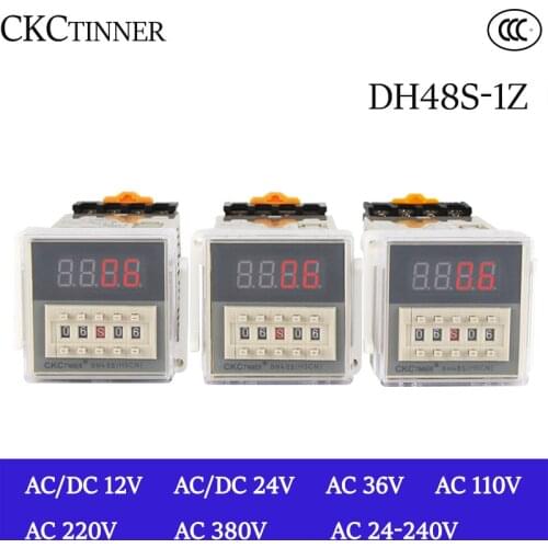 Digital LED Programmable Timer Relay Switch DH48S-1Z 0.01S-99H99M Socket Base AC/DC 12V 24V 36V 110V 220V 380V Delay Timer