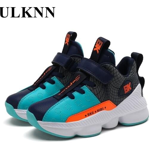 Childrens Basketball Shoes Kids Fashion Leather Wear-resistant Sneakers Leather Waterproof Middle-aged Kids Running Shoes