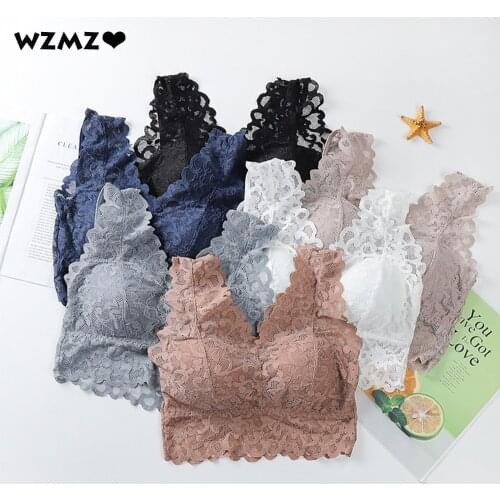 Breathable Female Vest Sexy Lace Bra Beauty Back Women Wire Free Push Up Bralette Underwear Seamless Wireless Gather Brassiere