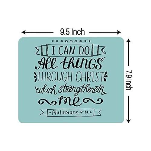 Bible Verse Mouse Pad with I Can Do All Things Through Christ Christian Lettering Quote Gaming Mouse Mat Non-Slip Rubber