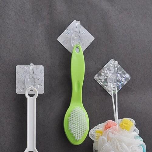 3pcs No Trace Strong Hook Creative Pattern Home Kitchen Viscose Wall Sticky Hooks Behind The Door Hangers Bathroom Accessories