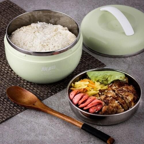 800ml Lunch Box for kids Leakproof Thermal Insulation Stainless Steel Bento Box Round Sealed Food Container Storage Box