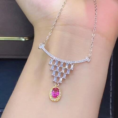 The Best engagement Gift Topaz pendant Necklace Natural real Blue Topaz 925 sterling silver Pendant