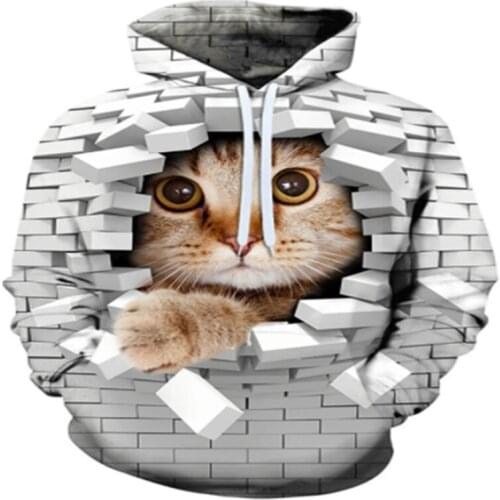 Fashion cute cat kitten 3D mens hoodie mens sweater mens cartoon cute cat hoodie mens hoodie casual mens streetwear