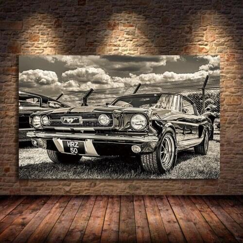 Modular Print Artwork Classic Sports Car Posters Home Decor Wall Art Pictures 1965 Ford Mustang Car Canvas Paintings Living Room