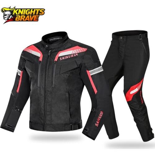 Waterproof Motorcycle Jacket Moto+Protector Motorcycle Pants Moto Suit Touring Clothing Protective Gear Set Chaqueta Moto Black