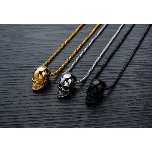 Punk Wind Necklace Pendant Titanium Steel Skull Mens Necklace Personalized Domineering Pendant Accessories