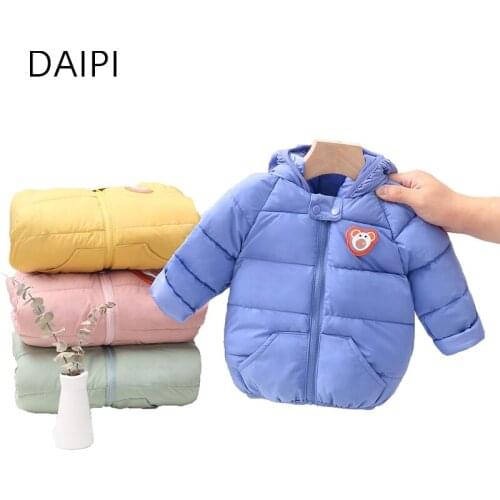 New Fashion Childrens Winter Jacket Cartoon Solid Color Warm Baby Boy Winter Jacket Baby Girl Clothes 1-7 Years Old Baby Coat