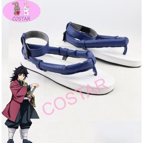 COSTAR Anime Demon Slayer Kimetsu no Yaiba Cosplay Shoes Tomioka Giyuu Cosplay Shoes Halloween Samurai Shoes Daily Leisure Shoes