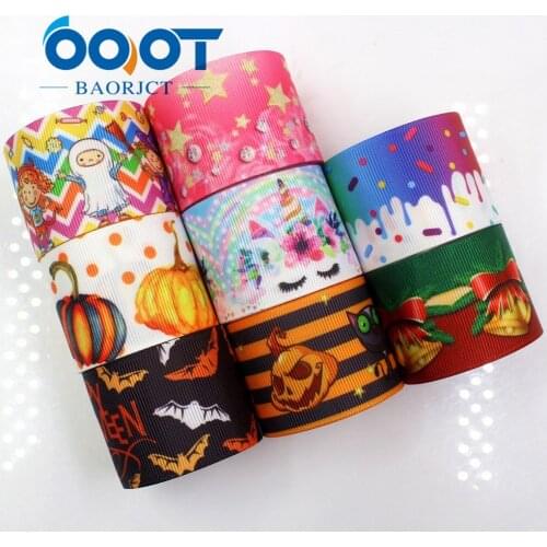 OOOT BAORJCT G-18914-1115,38 mm 10 yards Halloween Ribbons Thermal transfer Printed grosgrain,Holiday decoration DIY materials