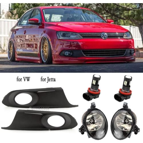 Fog Light LED Fog Lights for VW Jetta 6 A6 MK6 2011 2012 2013 2014 Front Bumper Fog Lamp Driving Lamp Cover Grill Bezel Frame