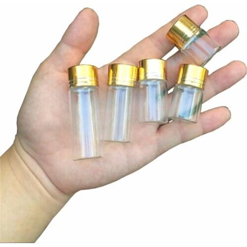 24units 5ml 6ml 7ml 10ml 14ml Glass Wishing Bottles with Aluminium Gold Screw Caps Empty Essential oil Jars Wedding Gift Bottles