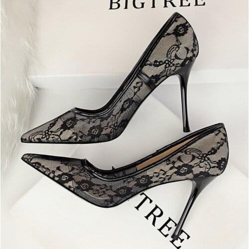 High Heel Sexy Women Pumps Fashion Wedding Shoes Women High Heels Lace Party Shoes Pointed Toe Women Shoes Women Stiletto