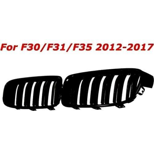 1Pair Gloss Black Front Grille/Grilles Kidney For BMW 3-Series F30 F31 F35 2012-2017 Car Styling