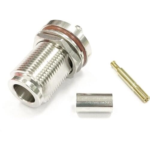 1pc N Female Jack nut RF Coax Convertor Connector Crimp RG58,RG142,RG400,LMR195 Straight Nickelplated NEW wholesale